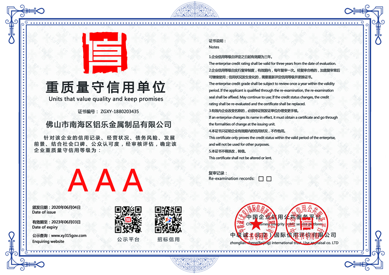 周口重质量守信用单位